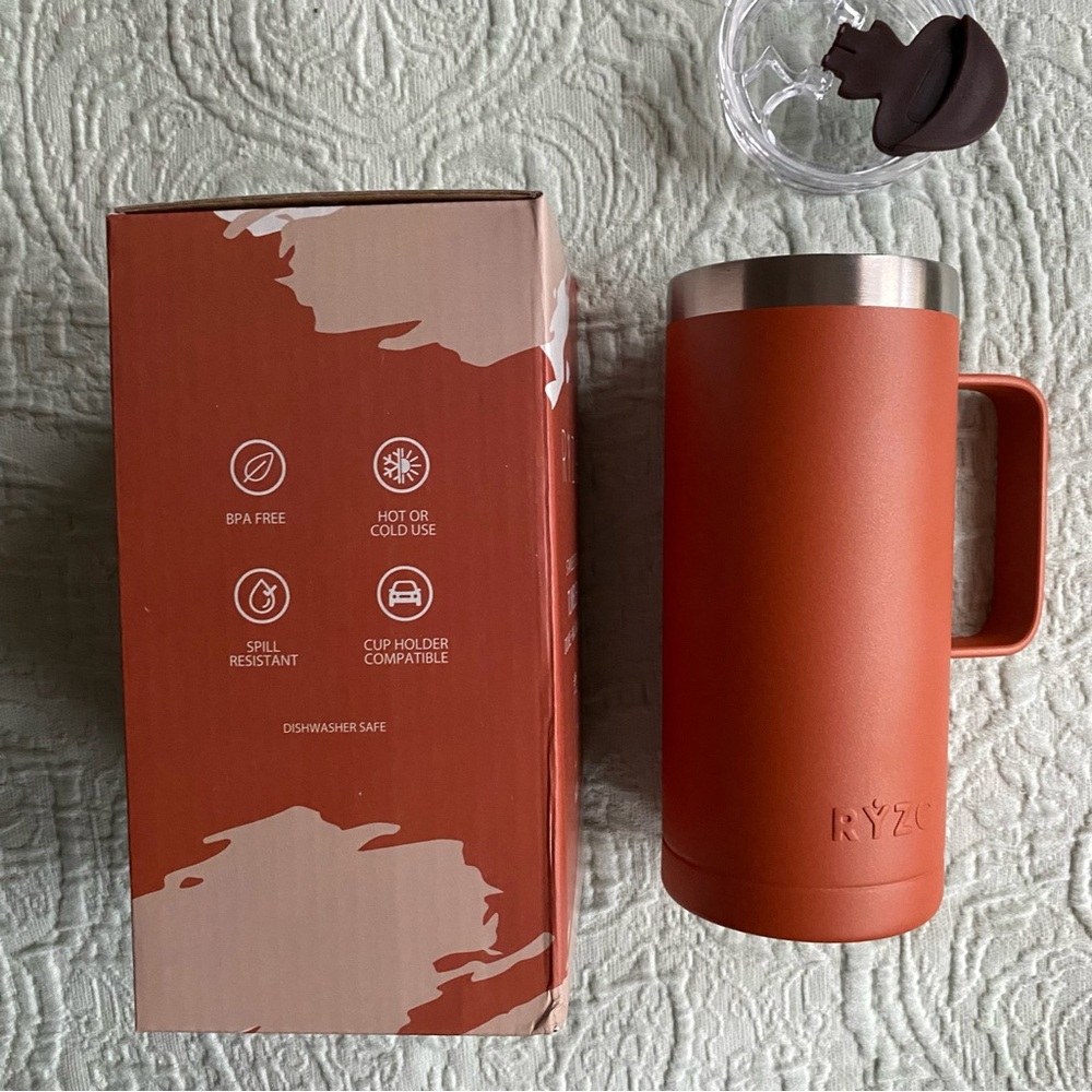 New RYZE Insulated 16 oz Travel Mug with Lid and Handle Stainless Steel Tumbler - Picture 8 of 12